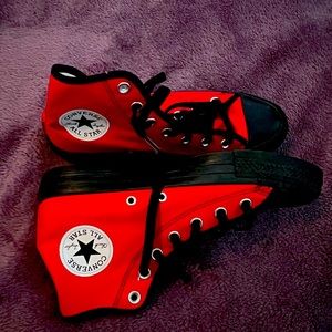 Red and black converse